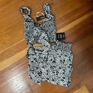 NWT Lulus Beneath The Sun Black Floral Two-Piece Jumpsuit Size S